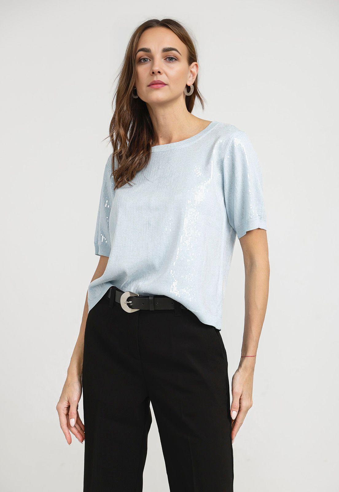 Polera Mujer Magnolia Viscosa Celeste-0