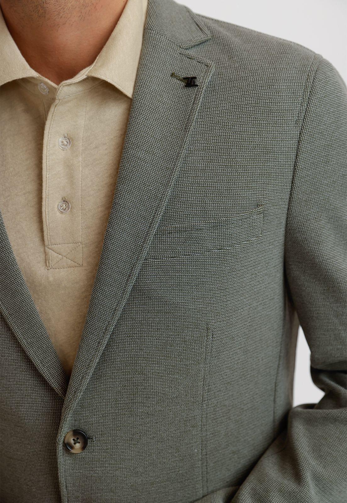 Chaqueta Hombre Tejida Basic Verde Melange-2