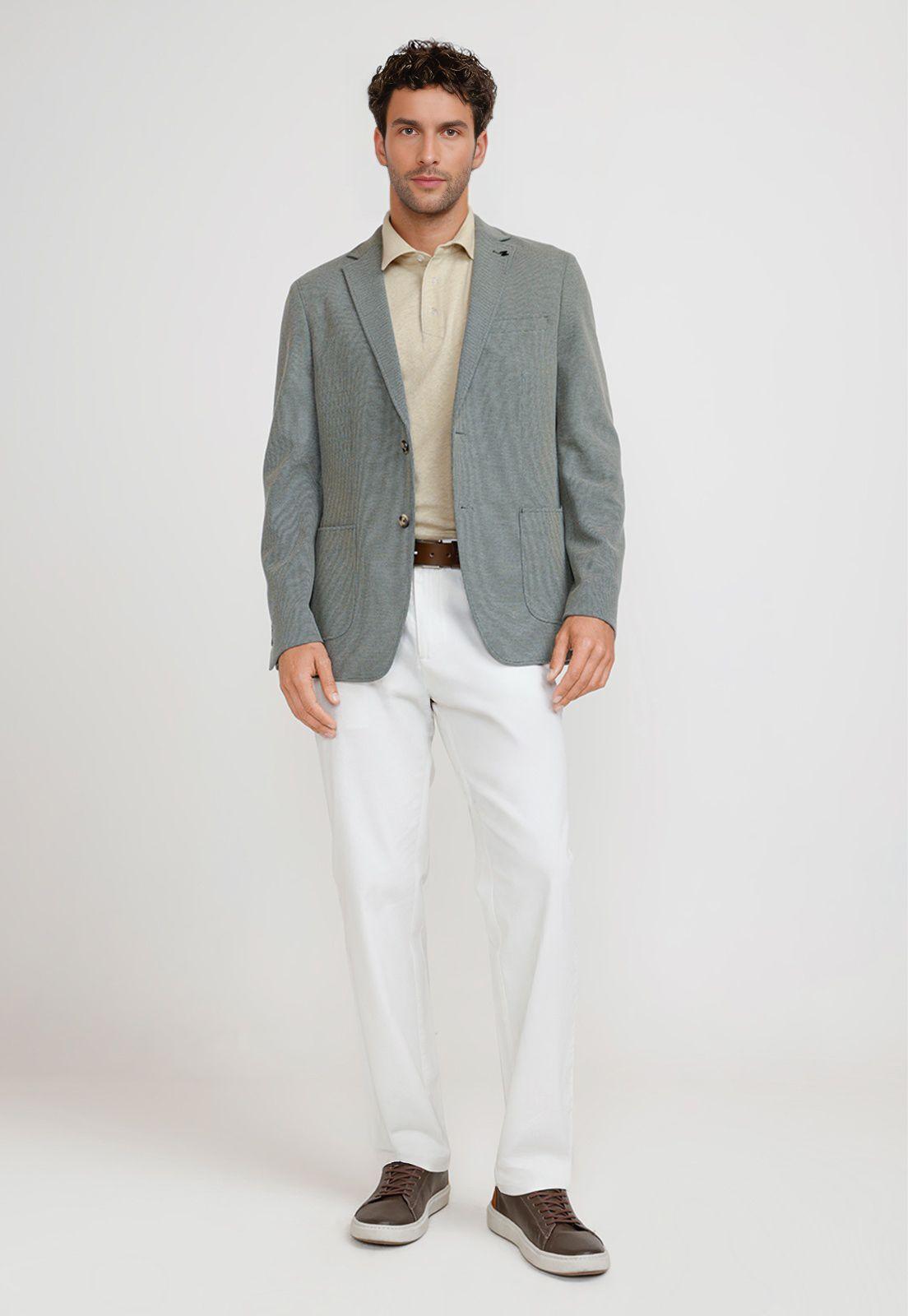 Chaqueta Hombre Tejida Basic Verde Melange-3