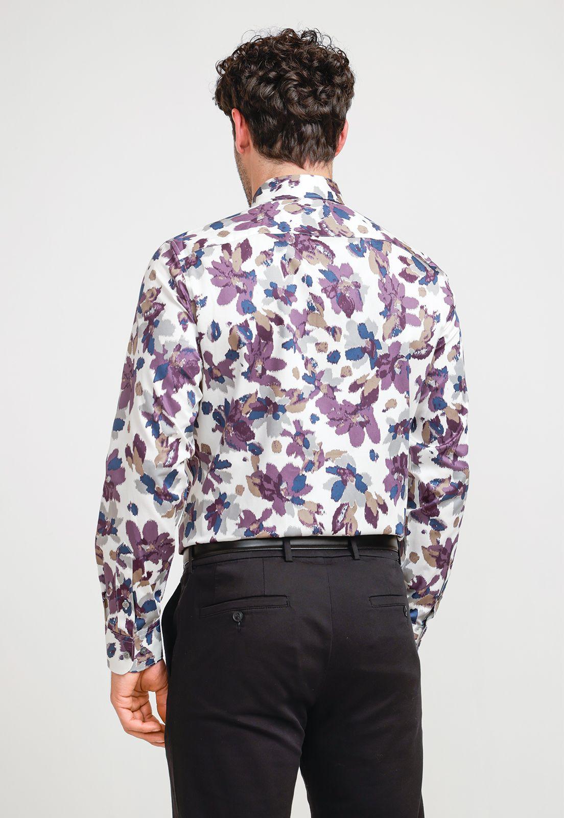 Camisa Hombre Algodón Estampada Beige-1