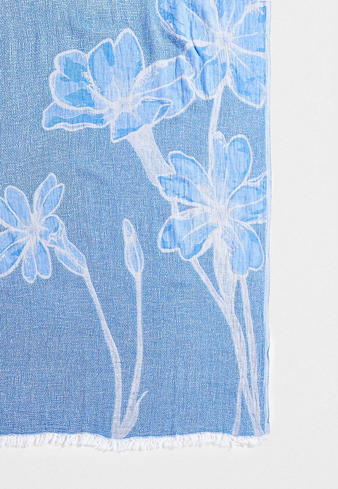 Toalla Playa Flora Azul-1