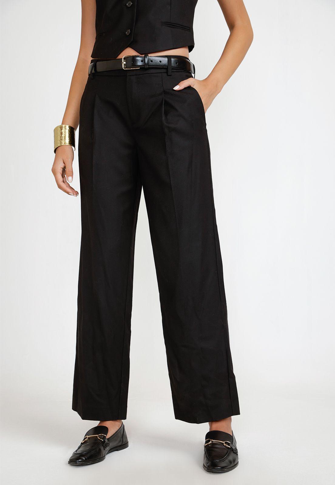 Pantalón Mujer Lana Negro-0