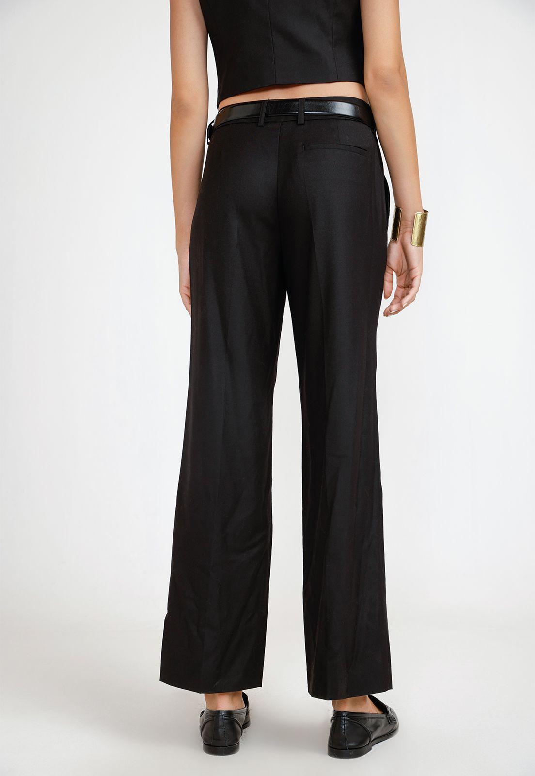Pantalón Mujer Lana Negro-1
