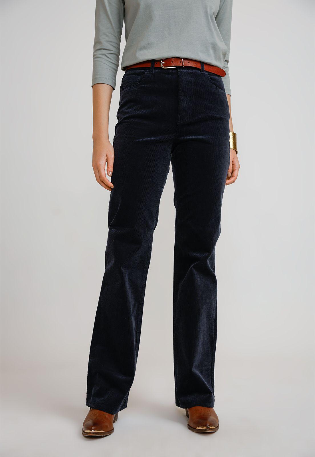 Pantalón Mujer Ishang Cotelé Marino-0