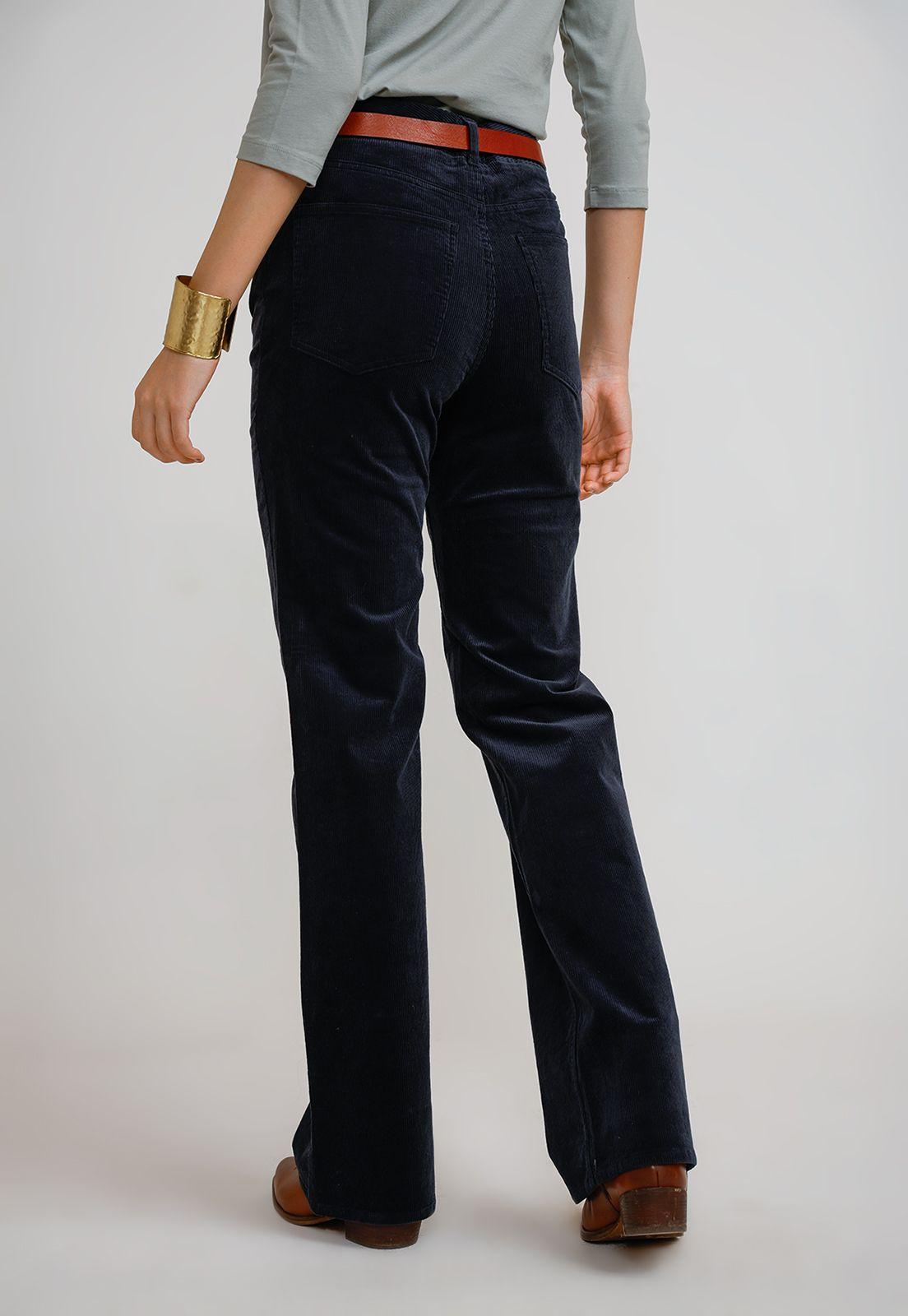 Pantalón Mujer Ishang Cotelé Marino-1