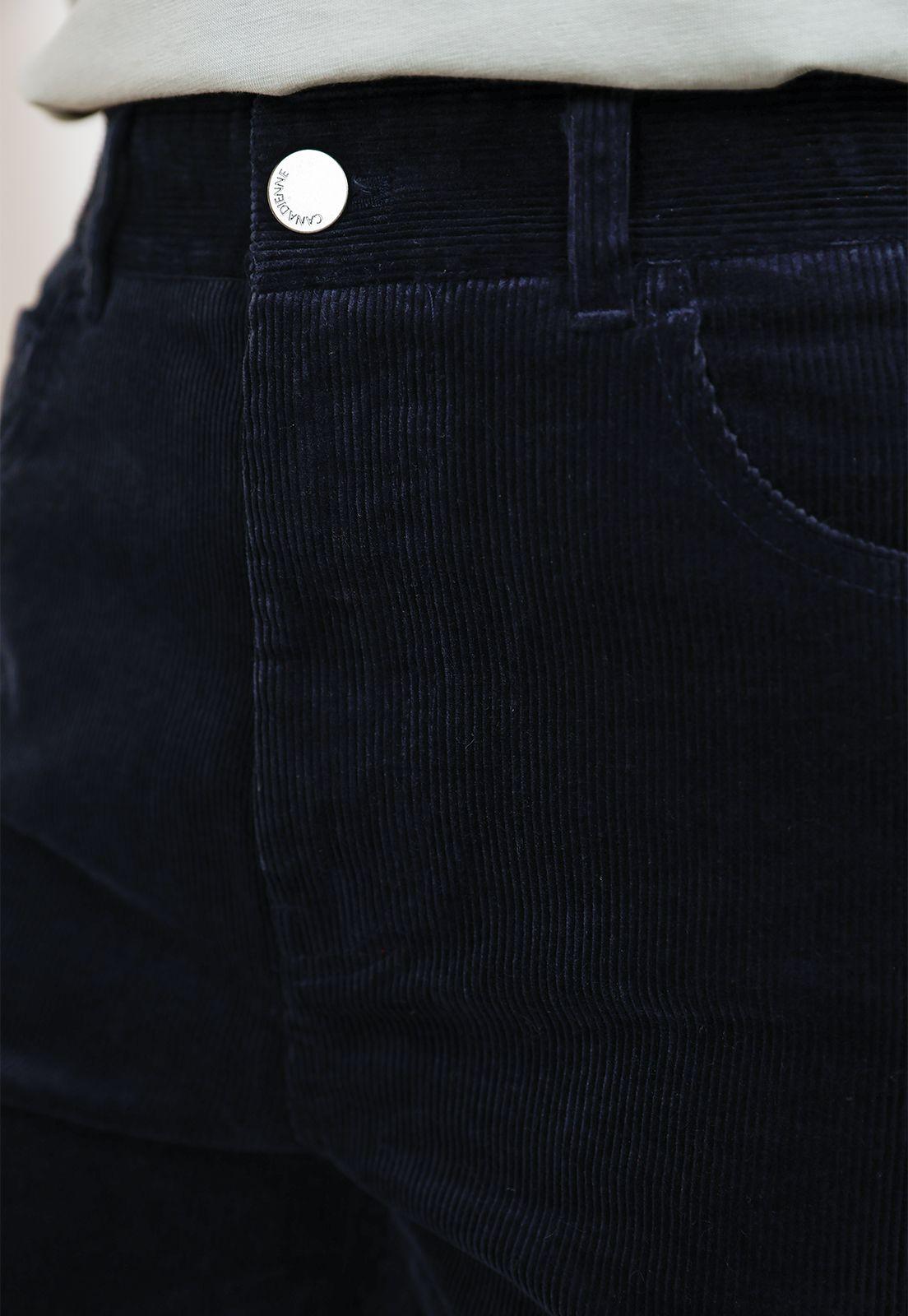 Pantalón Mujer Ishang Cotelé Marino-2