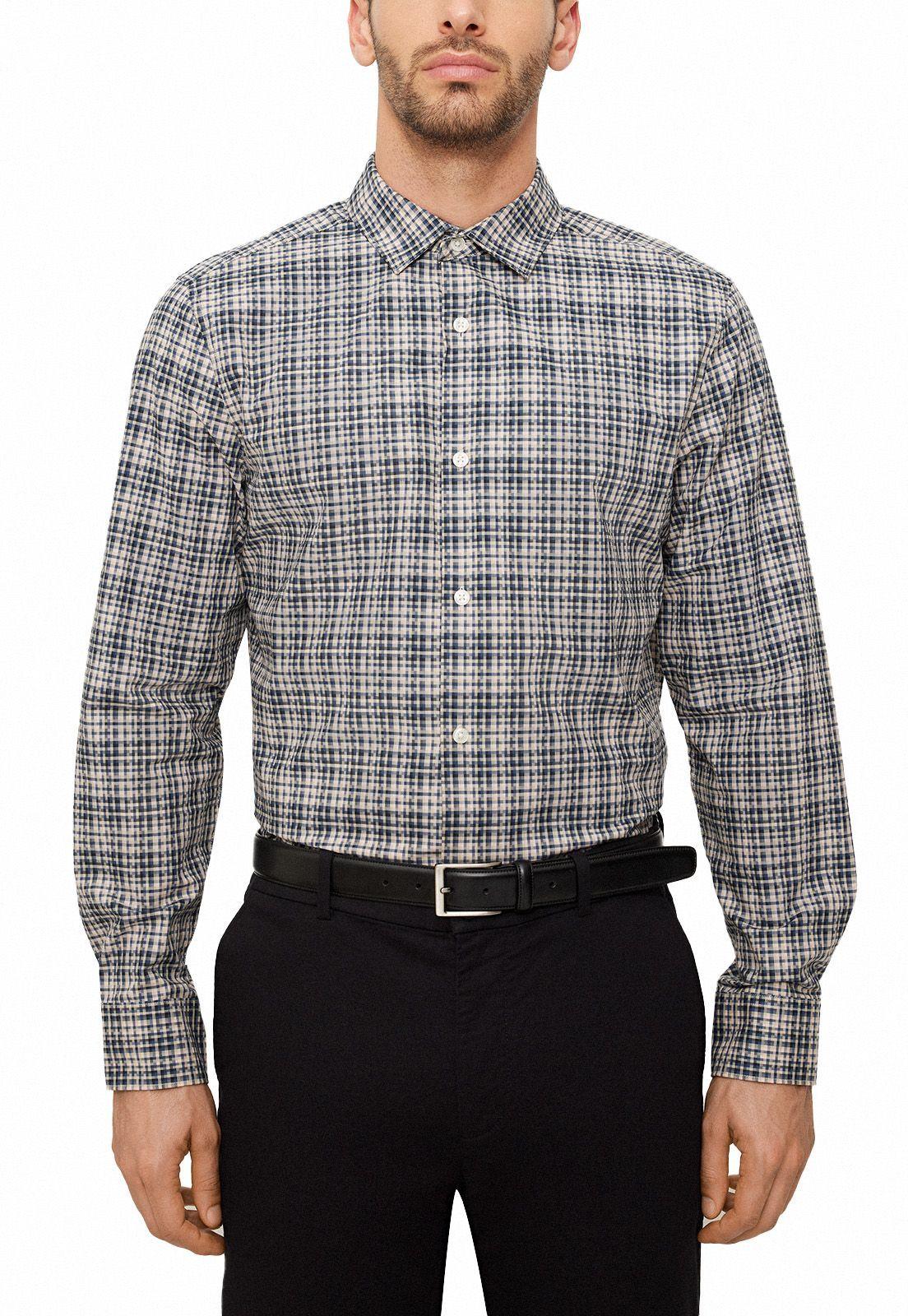 Camisa Casual Estampada Beige-0