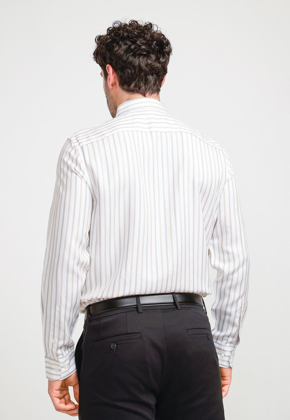 Camisa Hombre Manga Larga Listada Blanca-1