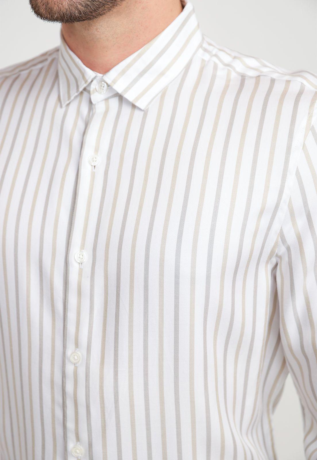 Camisa Hombre Manga Larga Listada Blanca-2