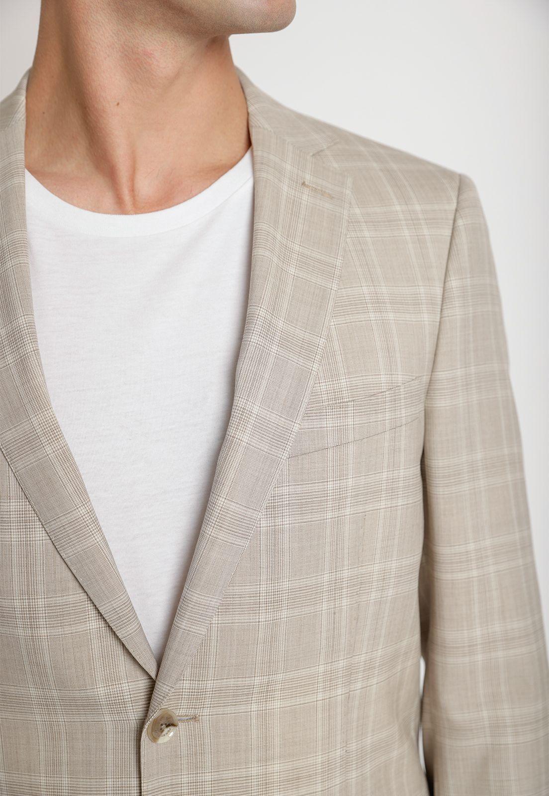 Traje Formal Lana Tela Cuadros Beige-1