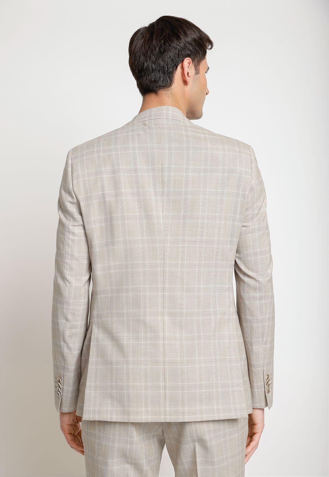 Traje Formal Lana Tela Cuadros Beige-3