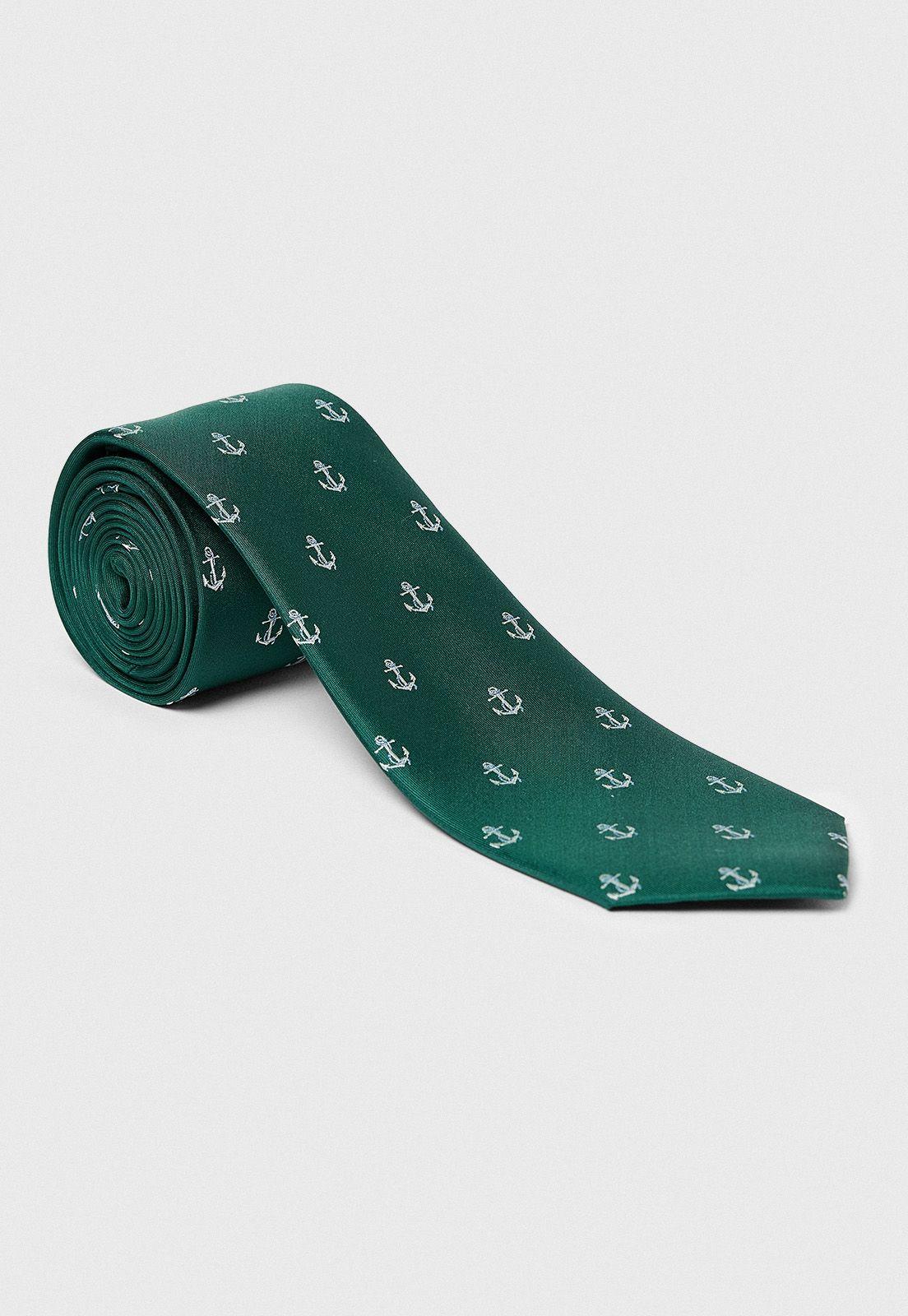 Corbata Hombre Formal Seda Fantasía Travel Verde-0