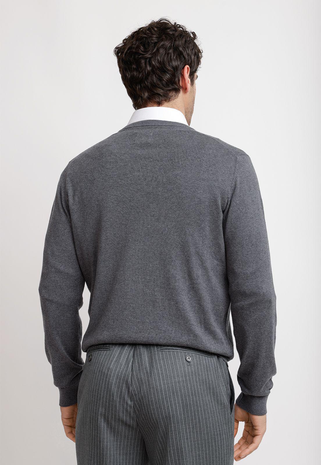 Sweater Cuello V Lana Seda Gris-1