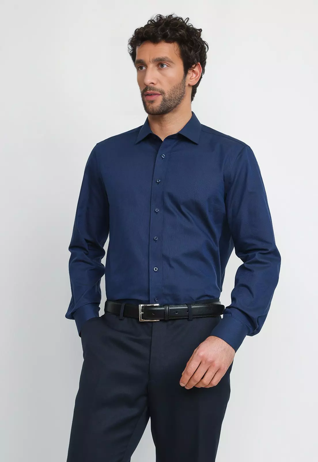 Camisa Hombre Formal Algodón Non Iron Azul Marino-0