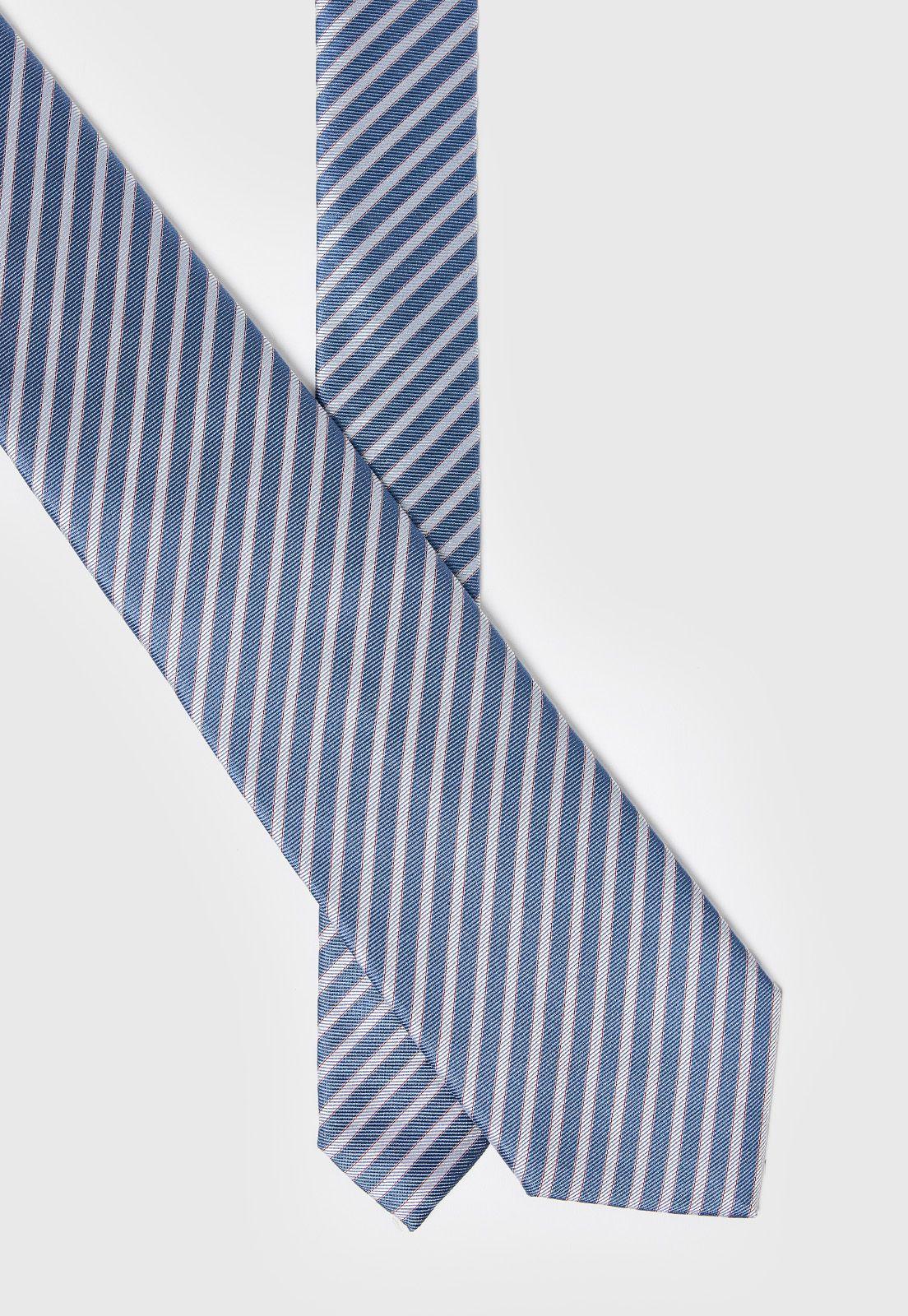 Corbata Formal Hombre Seda Rayas Classic Celeste-1