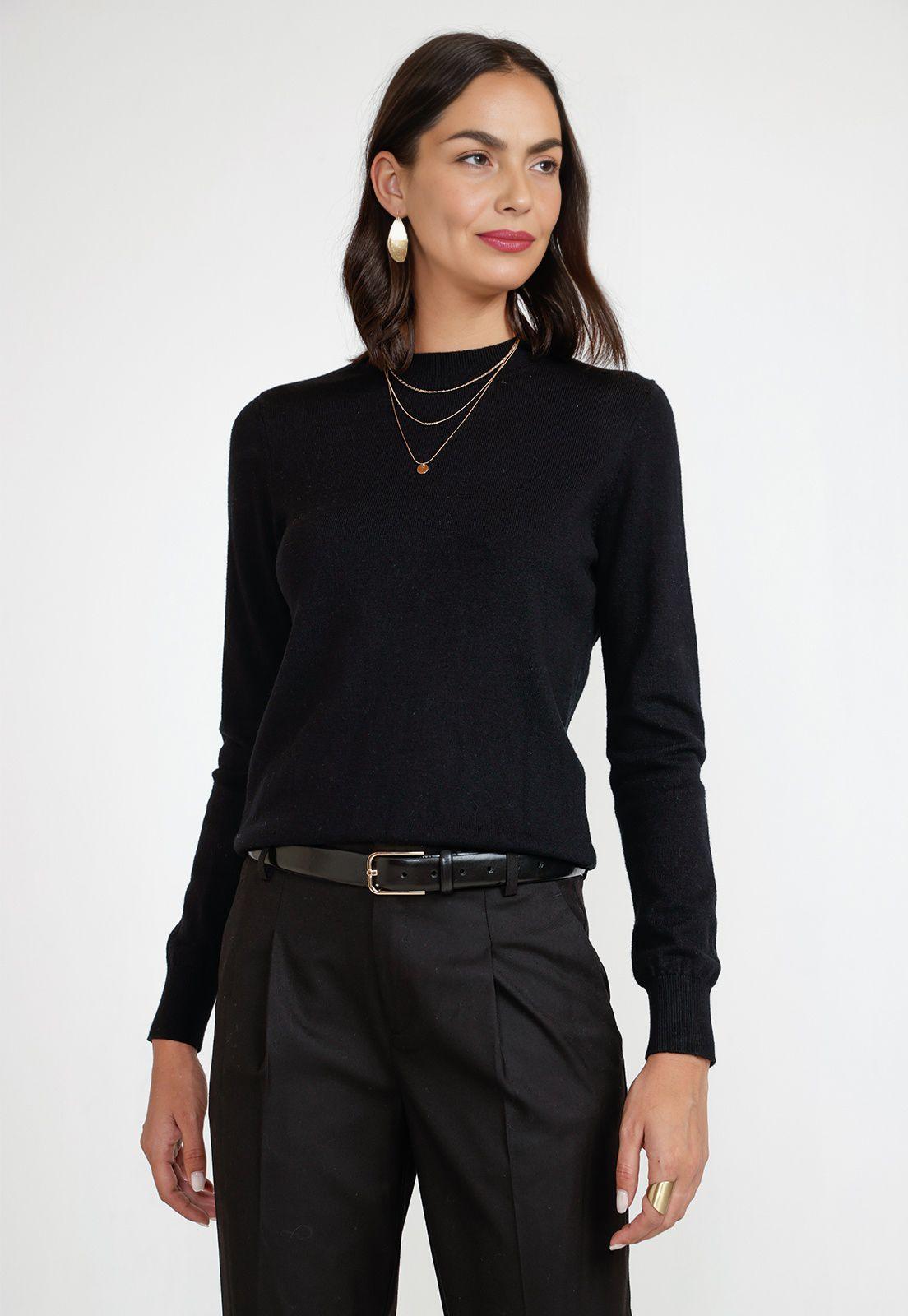 Sweater Mujer Algodón Negro-0