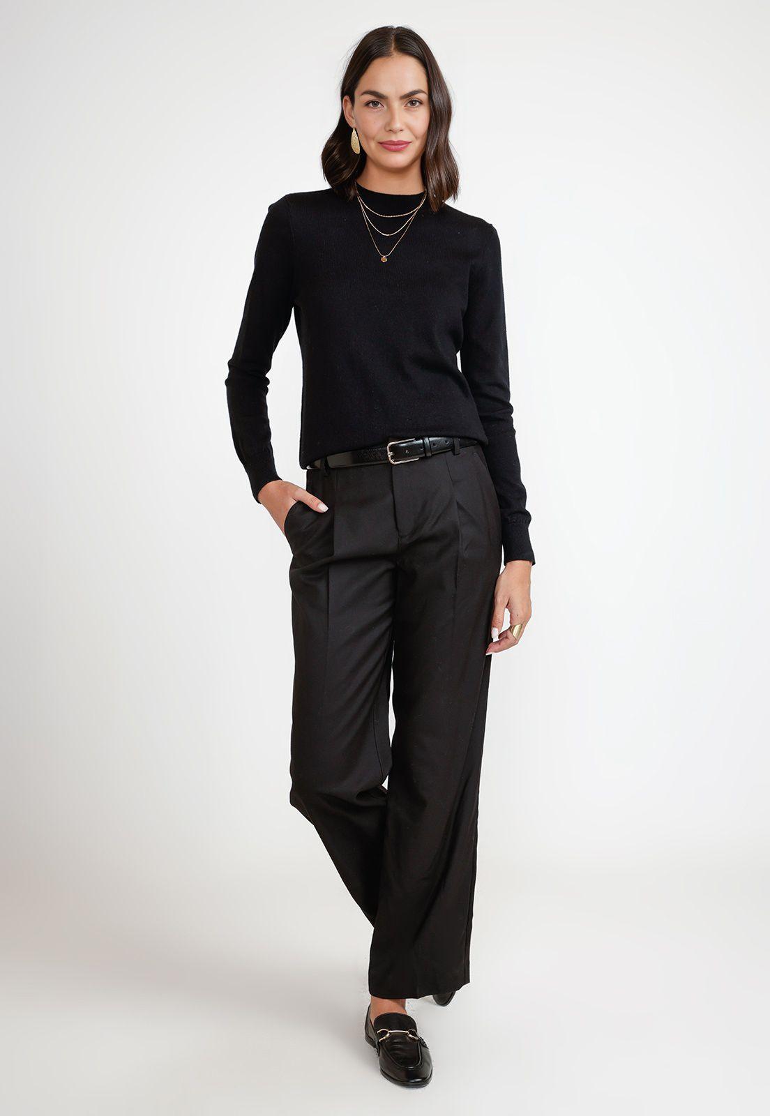 Sweater Mujer Algodón Negro-3
