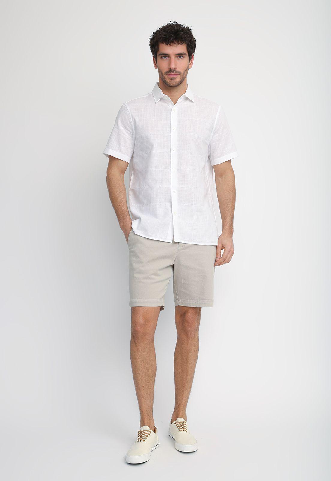 Camisa Hombre Manga Corta Algodón Blanco 4ISW7019-0