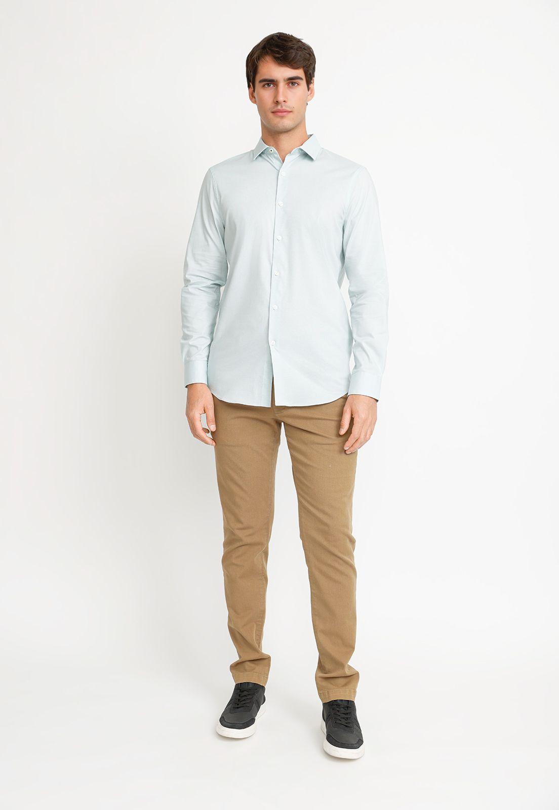 Camisa Hombre Algodón Verde Agua-4