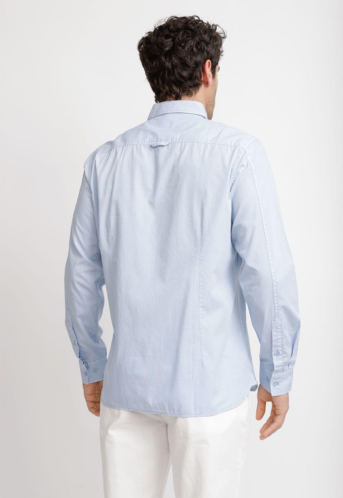 Camisa Lisa Algodón Basilio Celeste-1