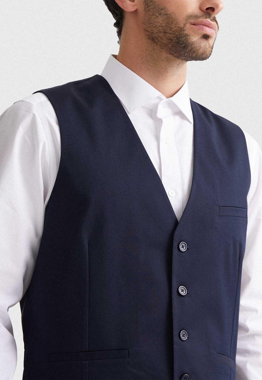 Gilet Formal Hombre Regular Twill Azul Marino-2