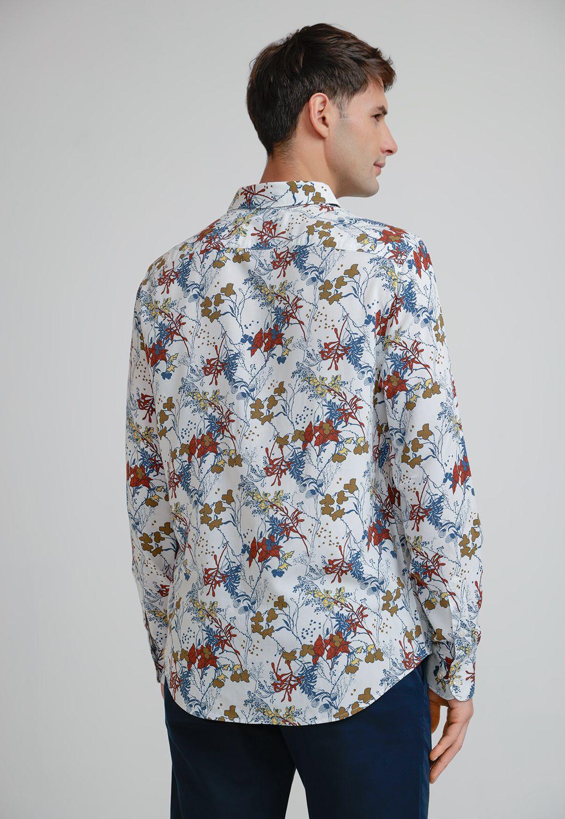 Camisa Hombre Viscosa Estampada Beige-1