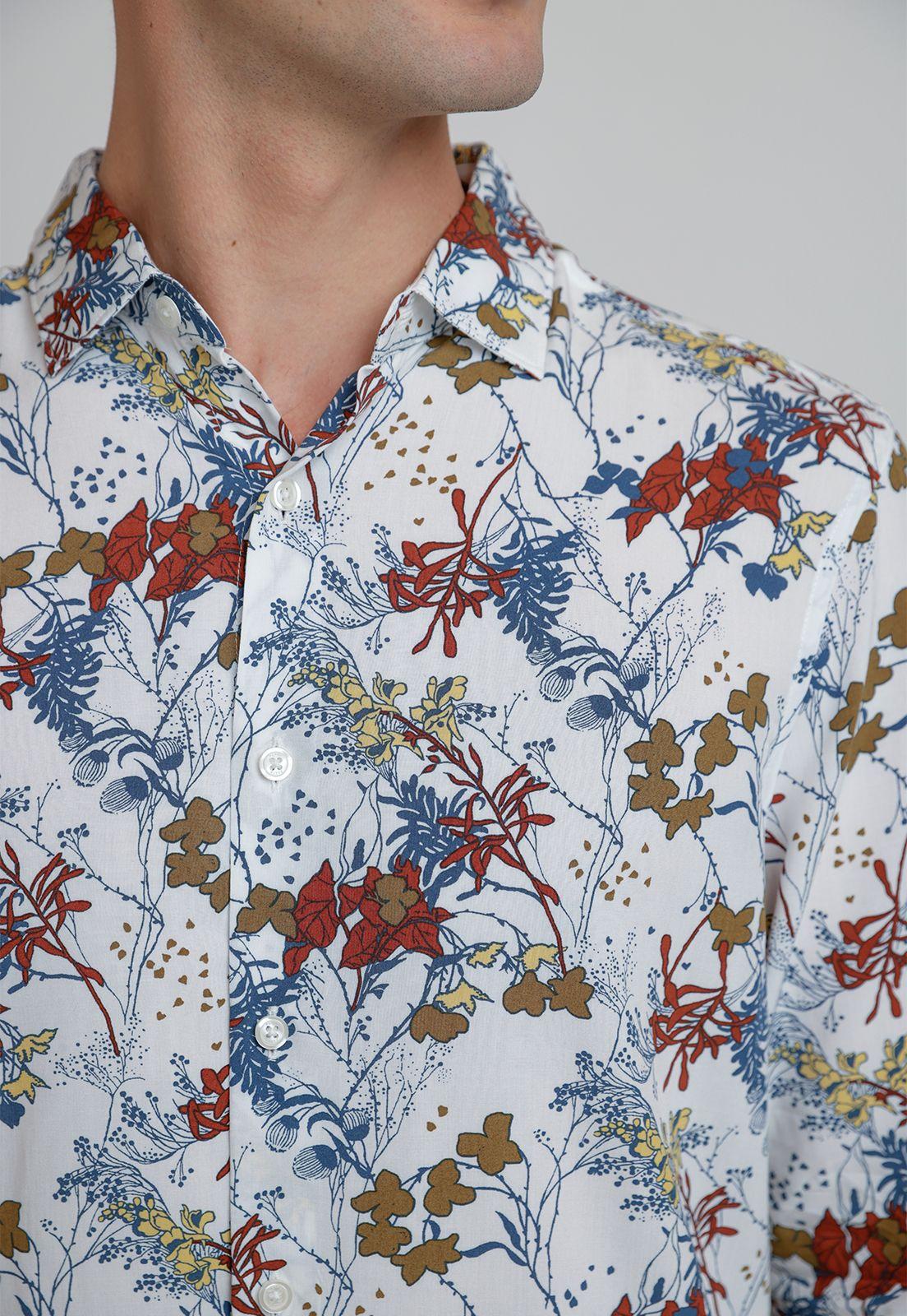 Camisa Hombre Viscosa Estampada Beige-2