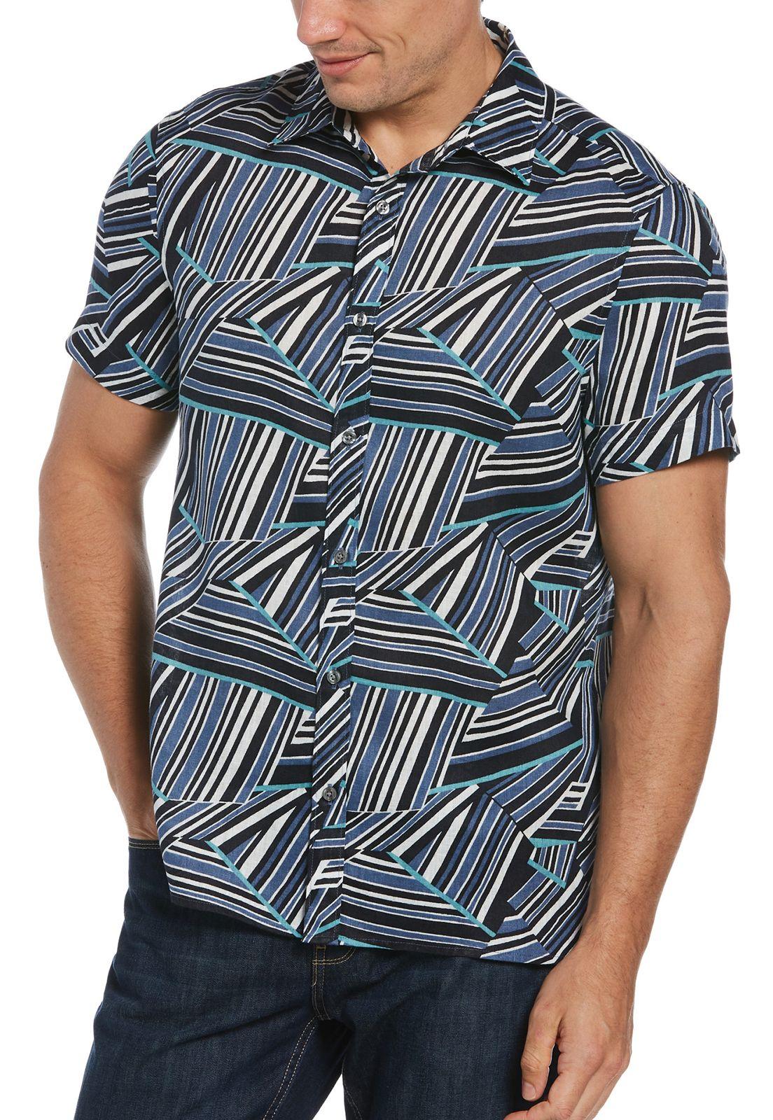 Camisa Lino Navy Estampada-0