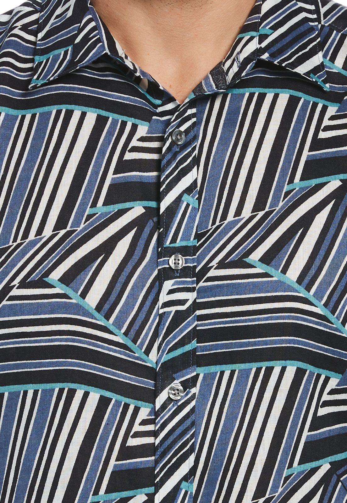 Camisa Lino Navy Estampada-2