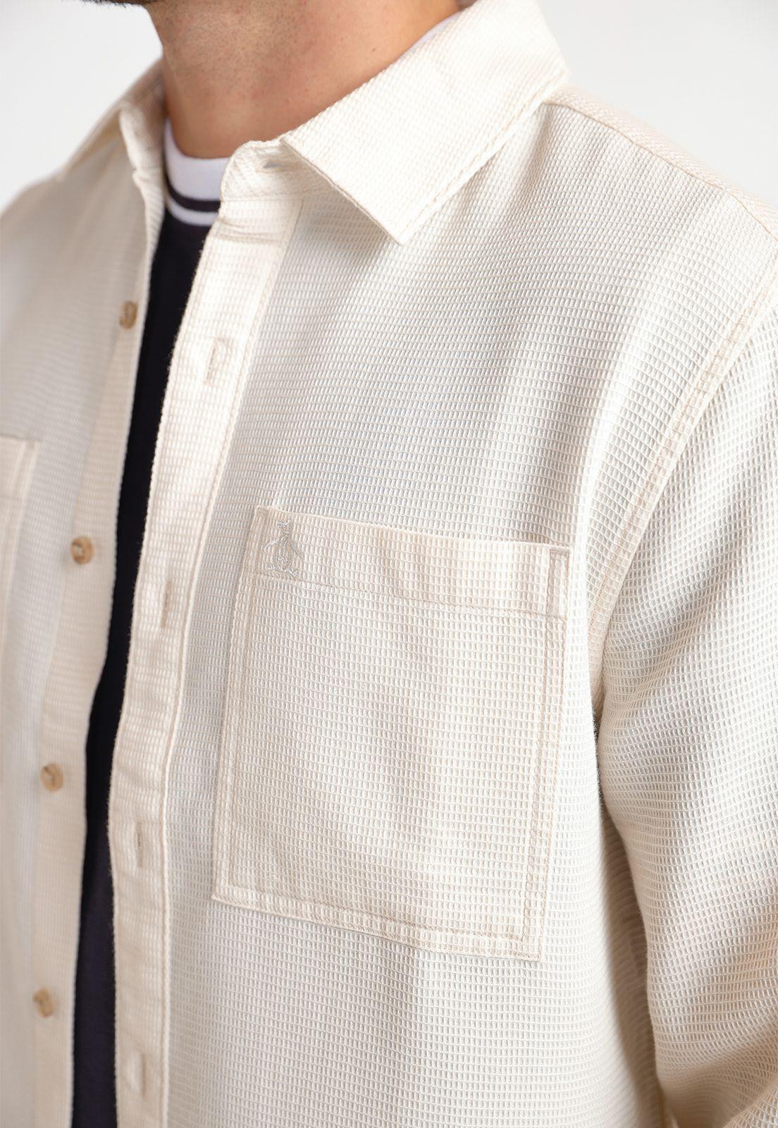 Camisa Hombre Manga Larga Beige-2
