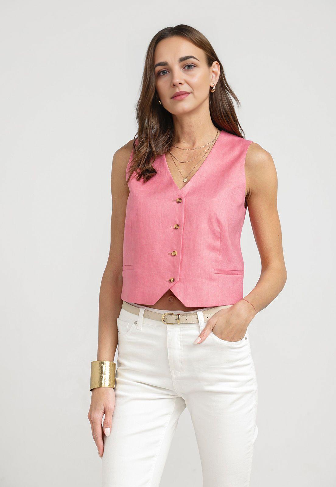 Vest Mujer Kari Lino Magenta-0