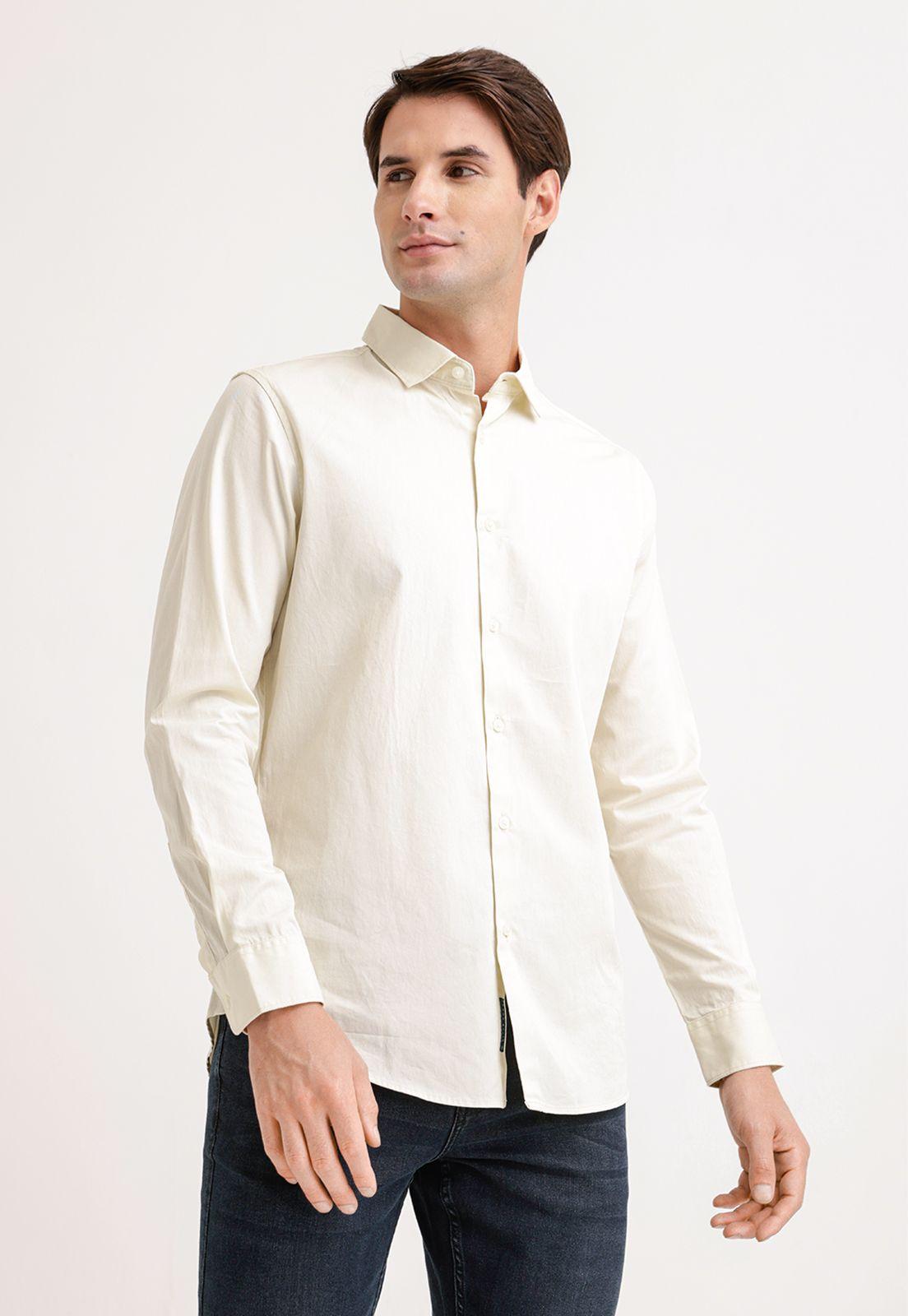 Camisa Hombre Manga Larga Twill Algodón Crudo-0