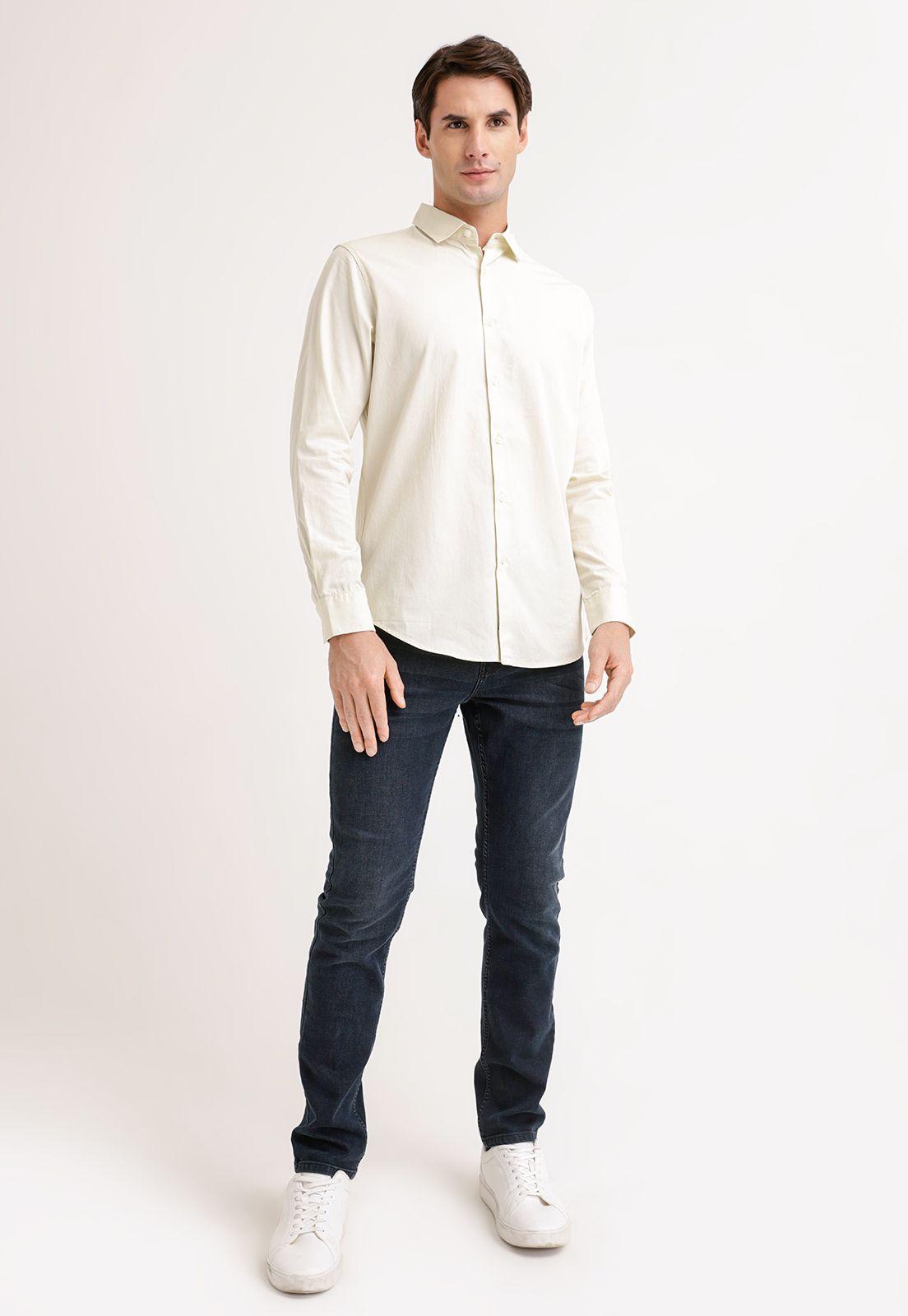 Camisa Hombre Manga Larga Twill Algodón Crudo-3