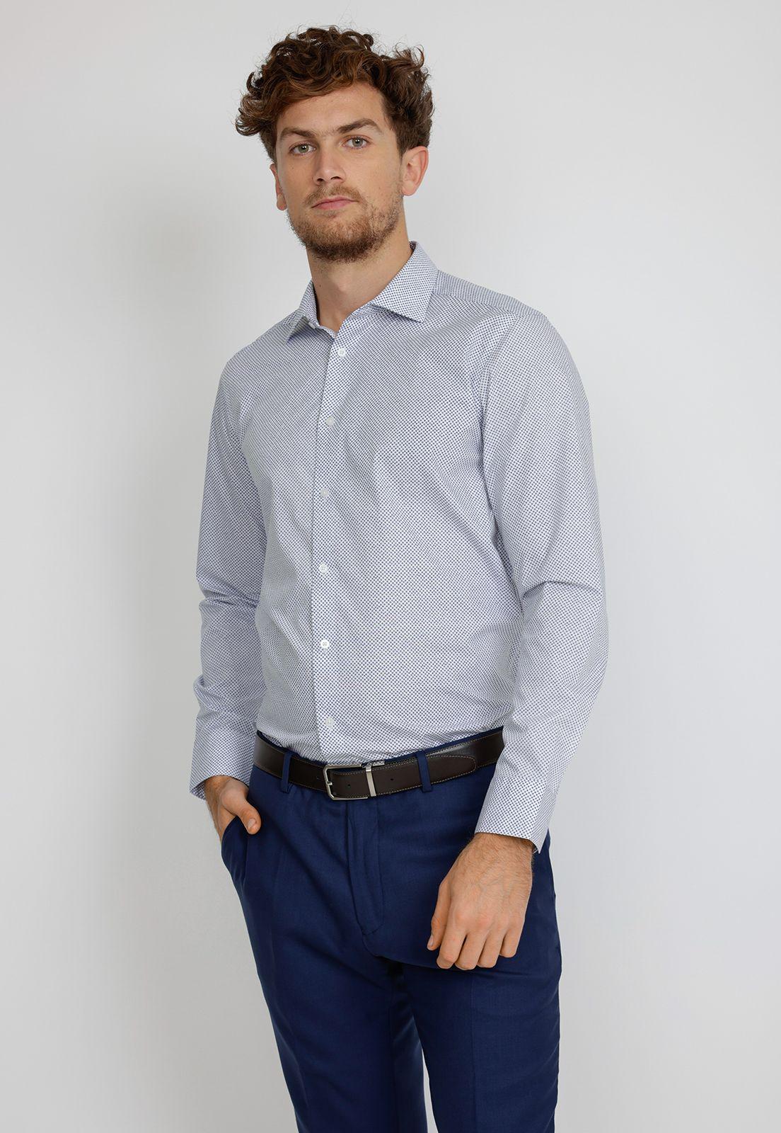 Camisa hombre formal executive microdiseño azul-0