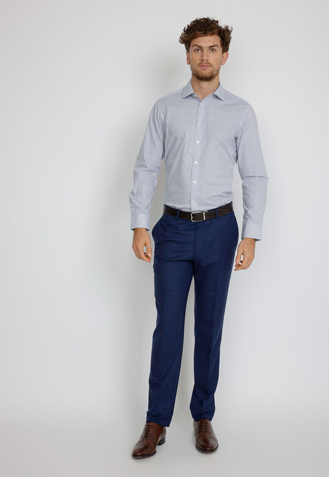 Camisa hombre formal executive microdiseño azul-3