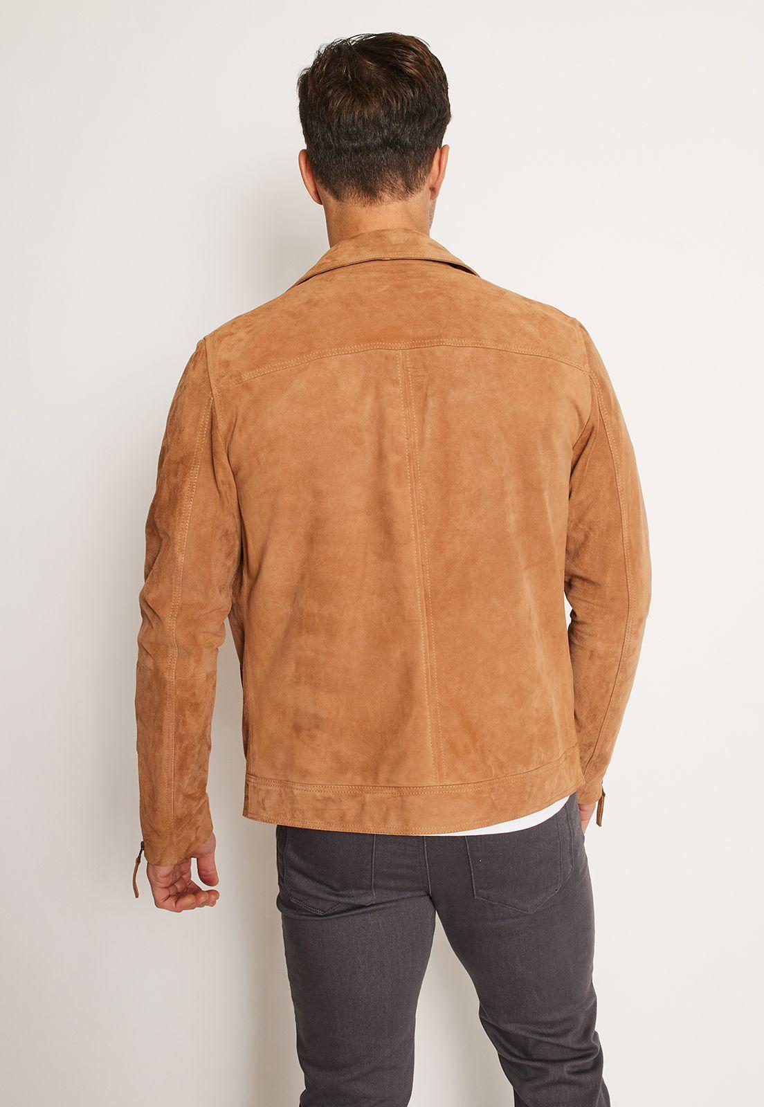 Chaqueta Cuero Hombre Camel-1