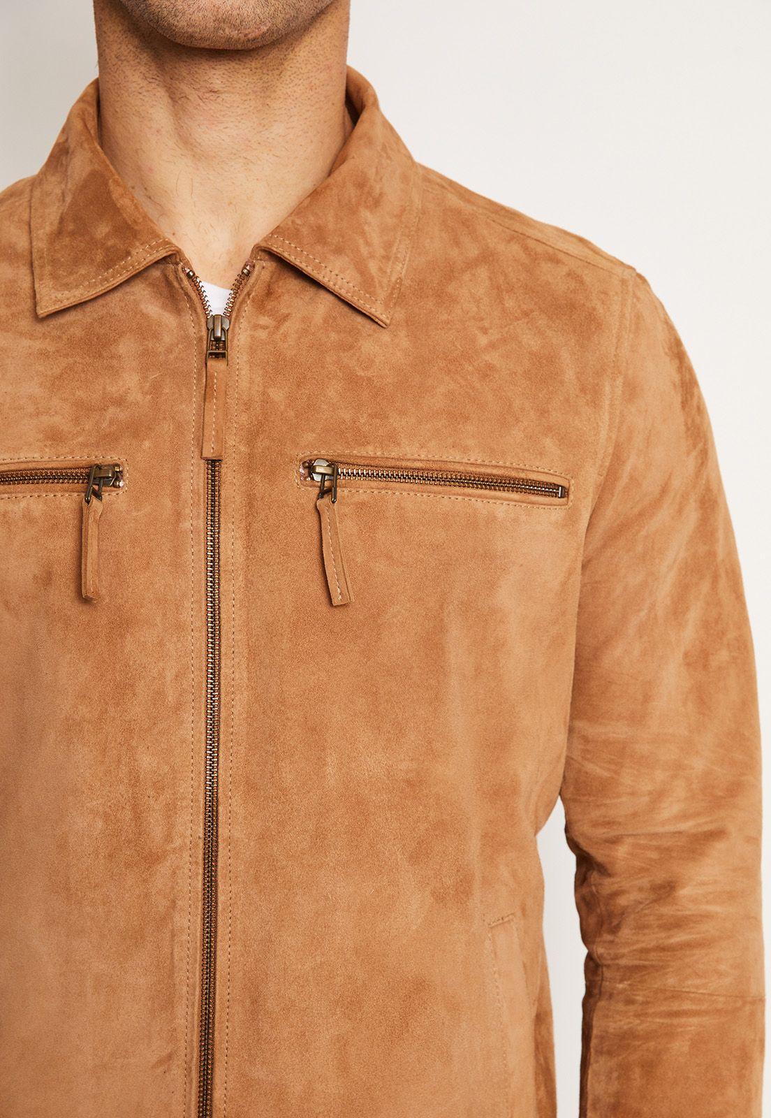 Chaqueta Cuero Hombre Camel-2