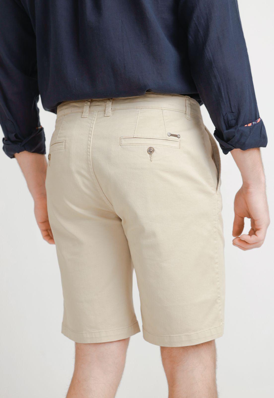 Bermuda Hombre Algodón Liso Slim Valerio Beige-1