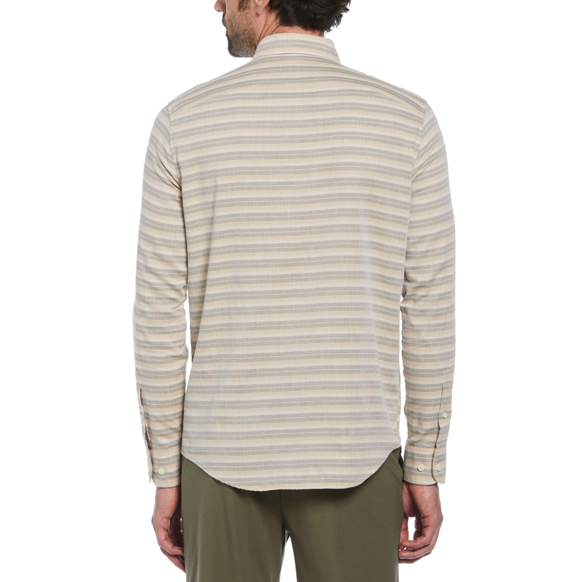 Camisa De Hombre Rayas Khaki-1