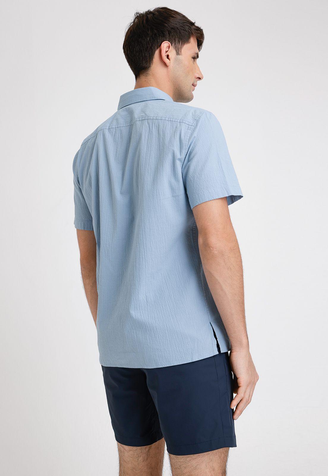 Camisa Hombre Manga Corta Stretch Celeste-1