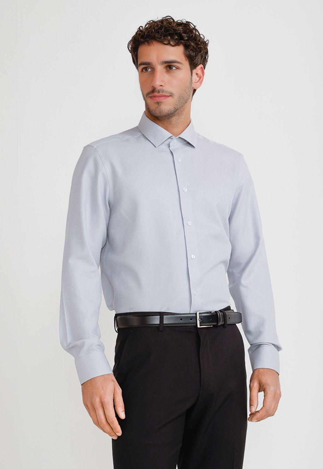 Camisa Hombre Formal Algodón Gris THE DOBBY SHIRT_2 SLIM W25-0