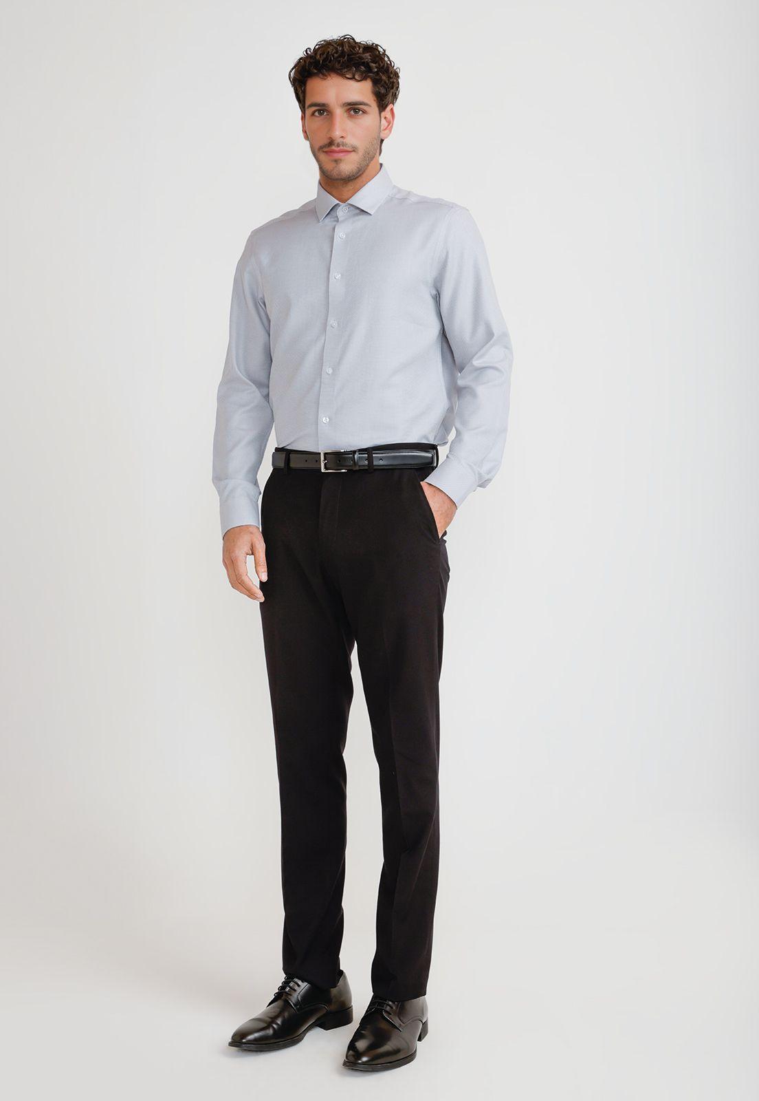 Camisa Hombre Formal Algodón Gris THE DOBBY SHIRT_2 SLIM W25-3