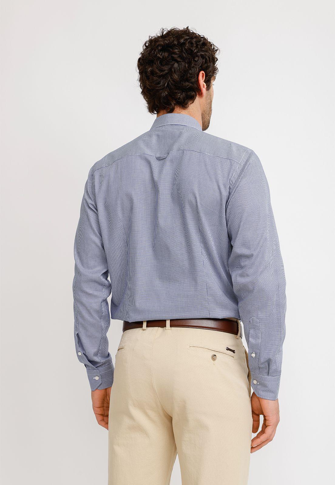 Camisa Pied De Poule Algodón Europe Azul Marino-1
