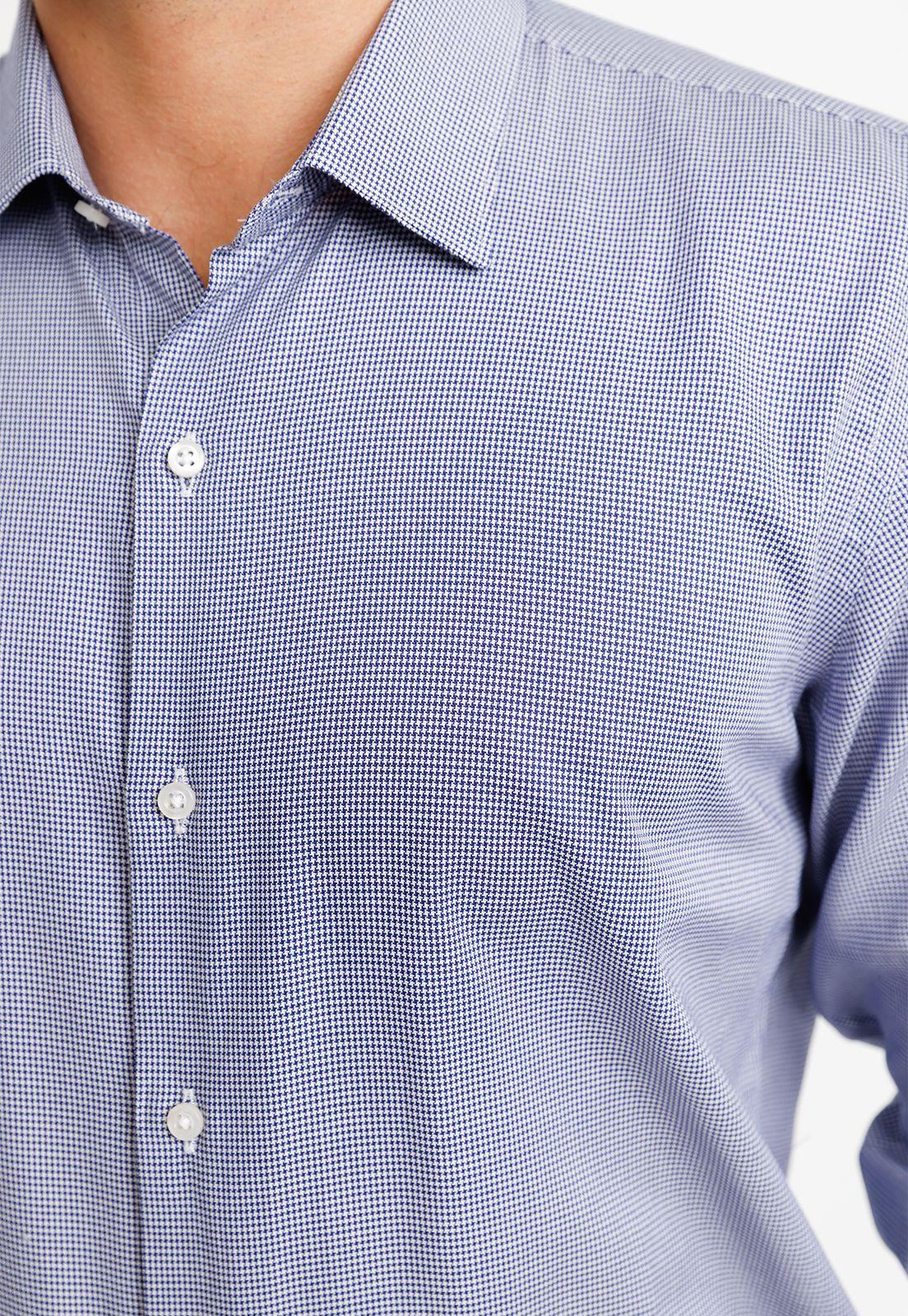 Camisa Pied De Poule Algodón Europe Azul Marino-2
