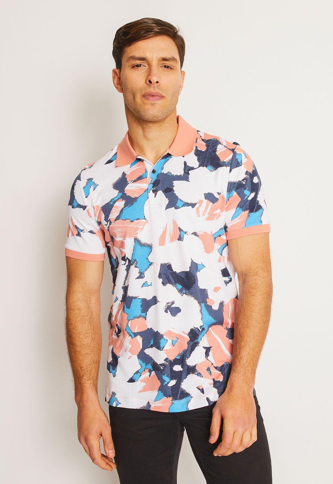 Polera Hombre Polo Estampada Rosado-0