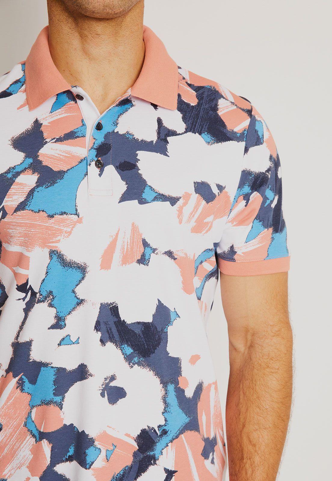 Polera Hombre Polo Estampada Rosado-2