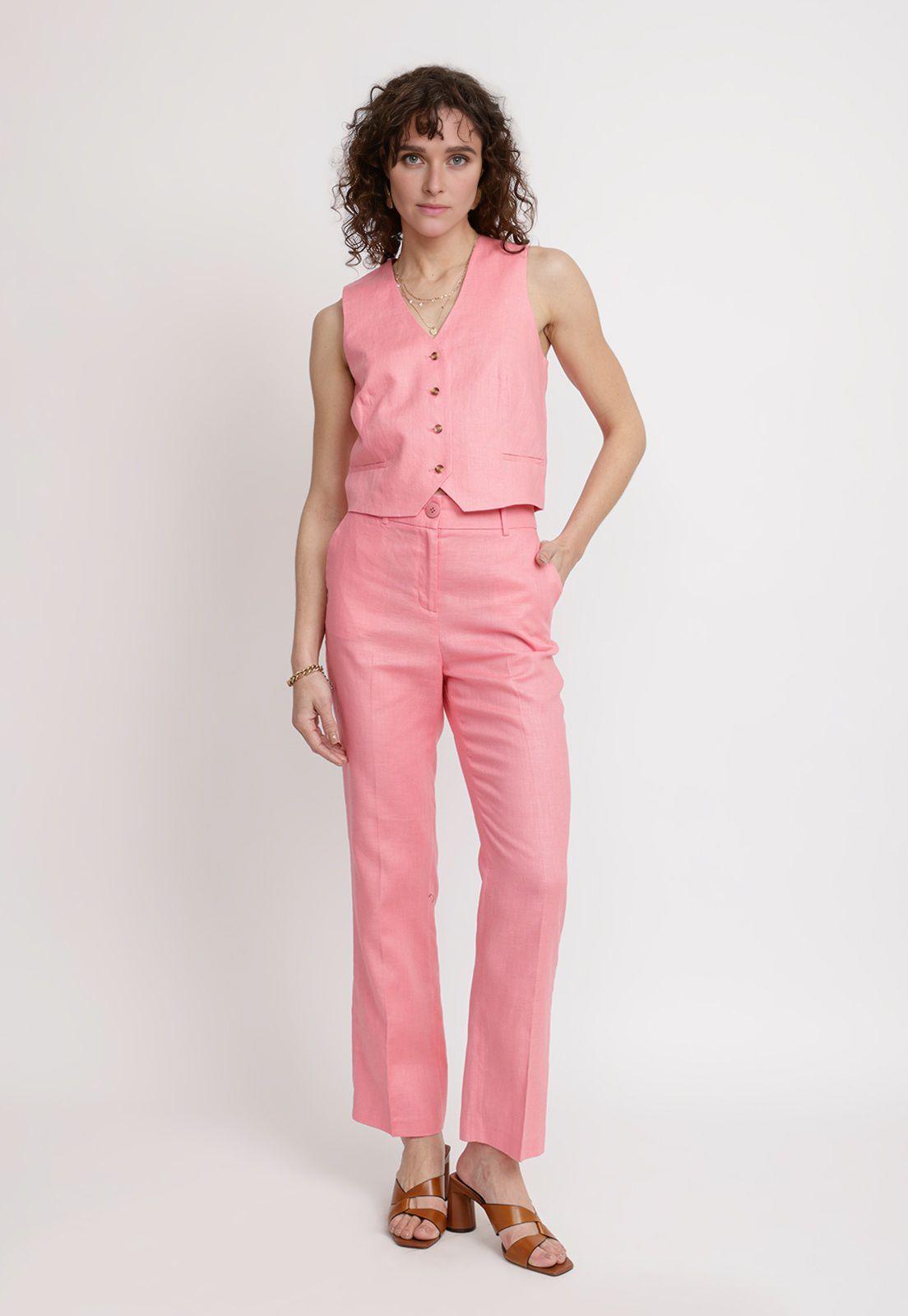 Pantalón Mujer Savanah Lino Magenta-3