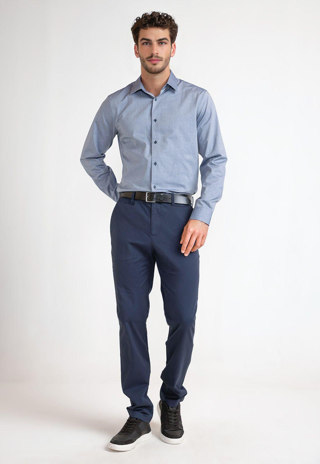 Camisa Formal Hombre Azul-3