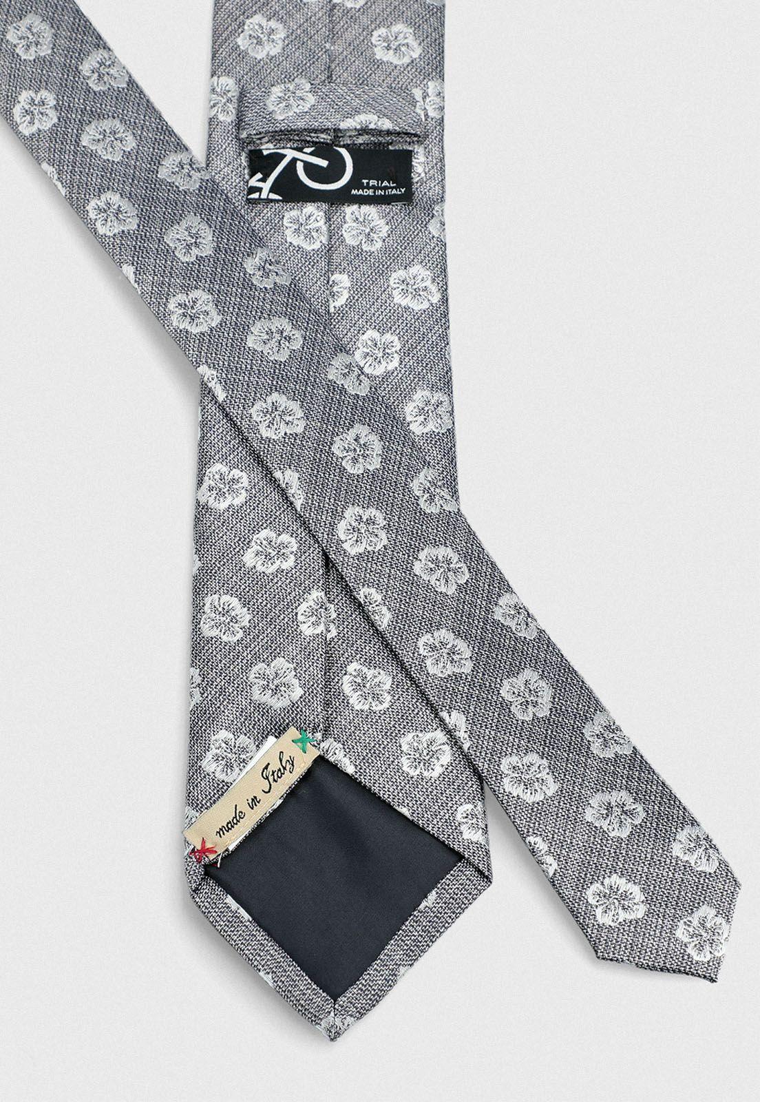 Corbata formal de seda Travel flores 7.5 cm gris-2