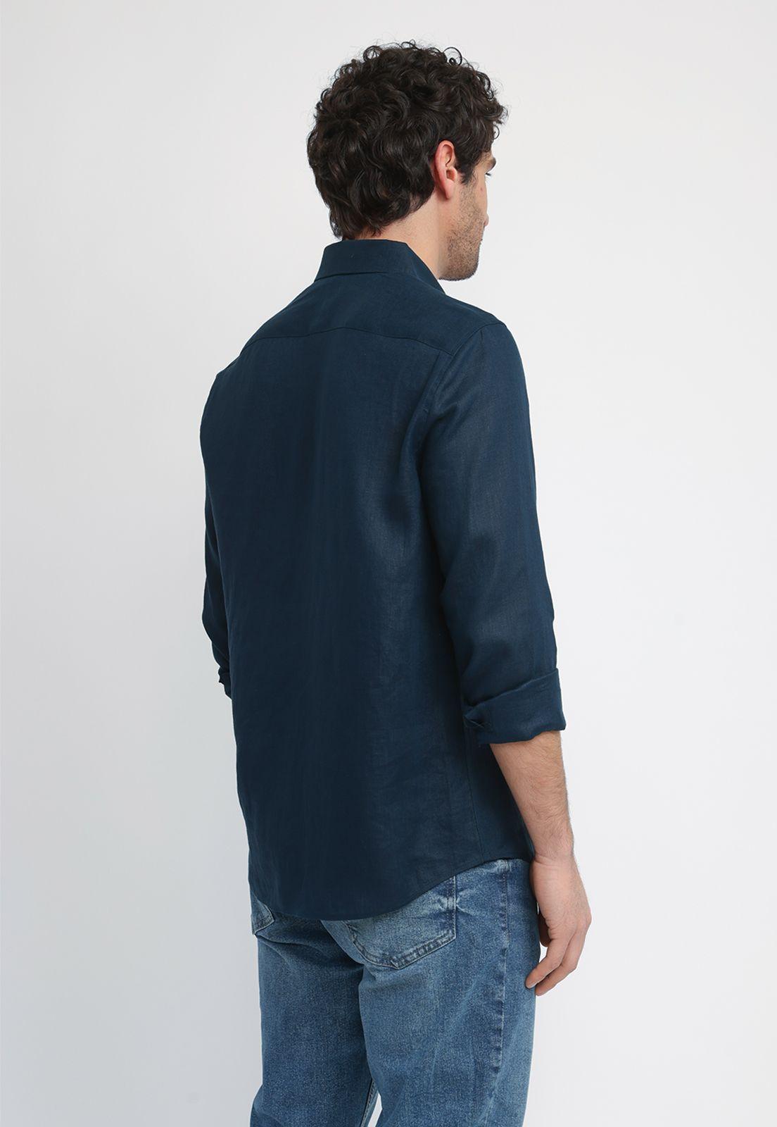 Camisa Hombre Lino Navy 4KSW7056-1